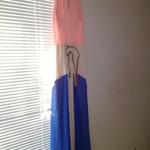 Dress with blue and Tan and peach color